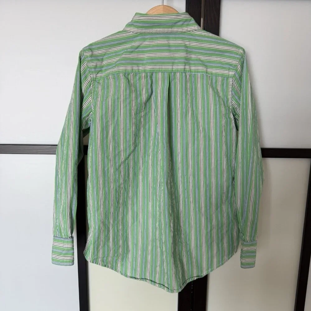 Ralph Lauren Shirt Boys Kids Size Striped Long Sleeve Green Size 6 Preppy Church